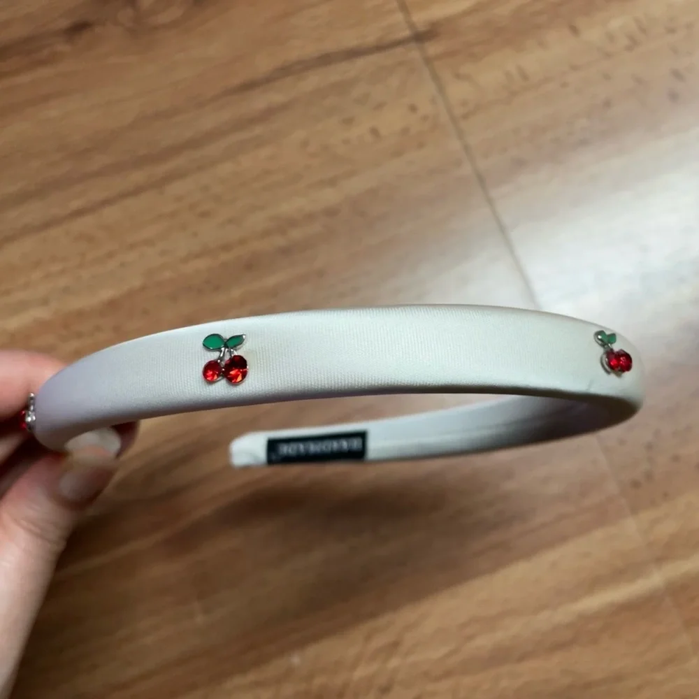 White Red Cherry Embellished Headband